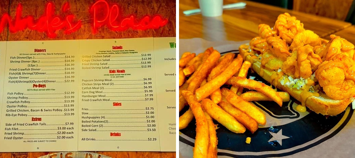 Wade's Place Menu